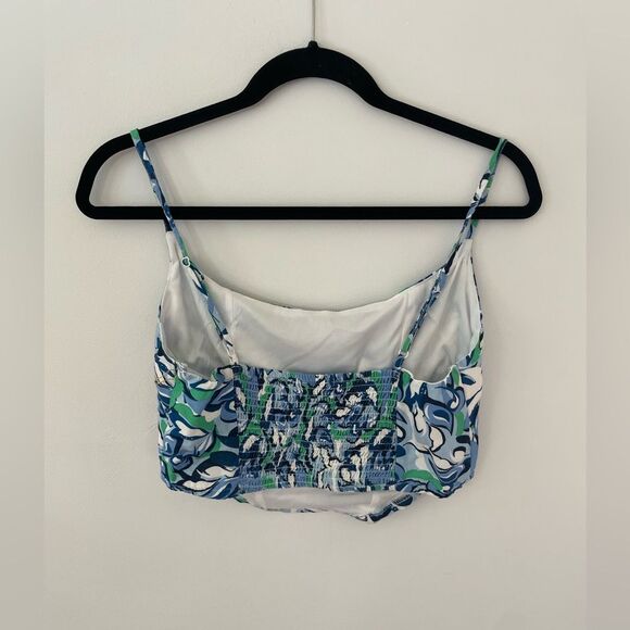 Midnight Sky M Crop Top Boning Adjustable Straps Bandana Blue Elastic Back - Picture 6 of 7
